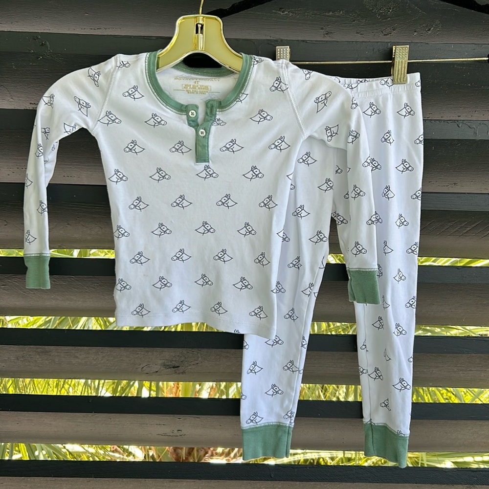 The Beaufort Bonnet Company White Pajama Set with Green Accents